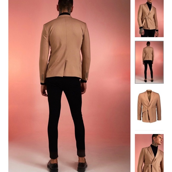 BoohooMAN Tie Waist Belt Blazer - Picture 5 of 7